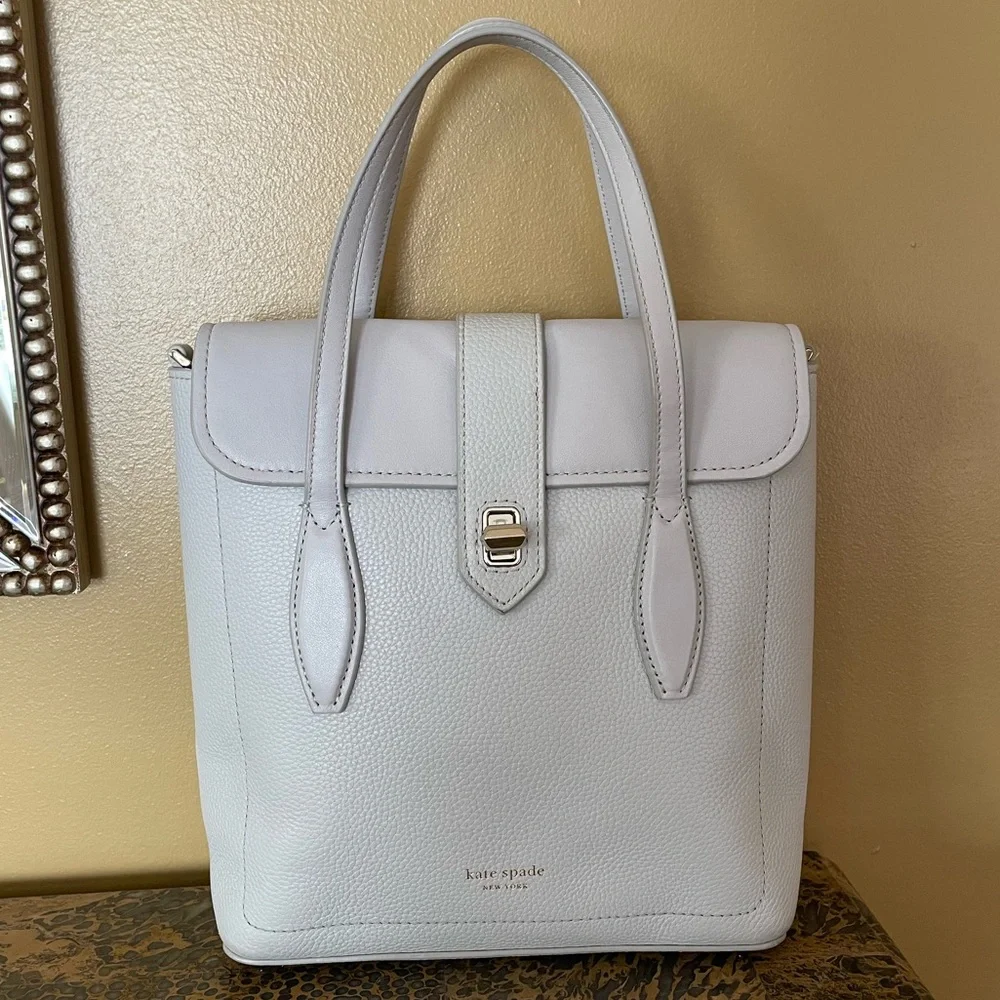 Kate Spade Grey Leather Structured Top-Handle/ Crossbody Bag